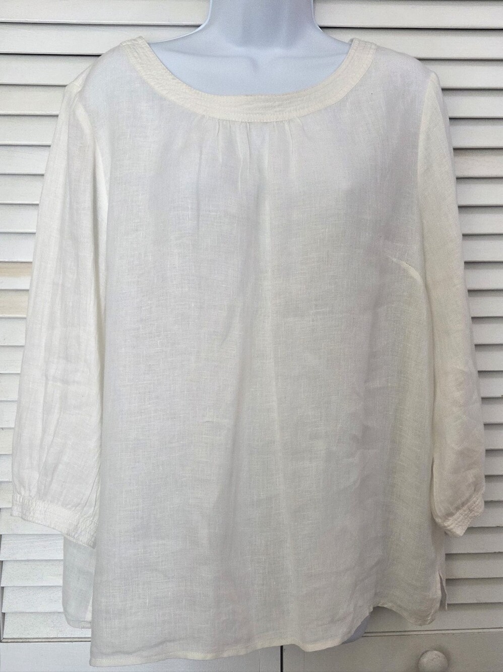 Talbots Cream Linen Scoop-Neck Blouse